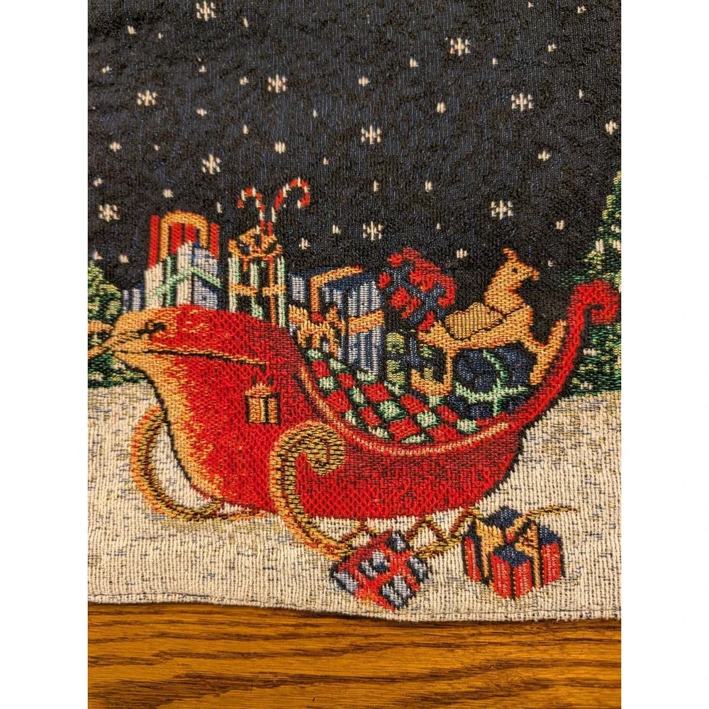 2‎ Reversible Christmas Placemats Tapestry Santa & Ornaments 17.5